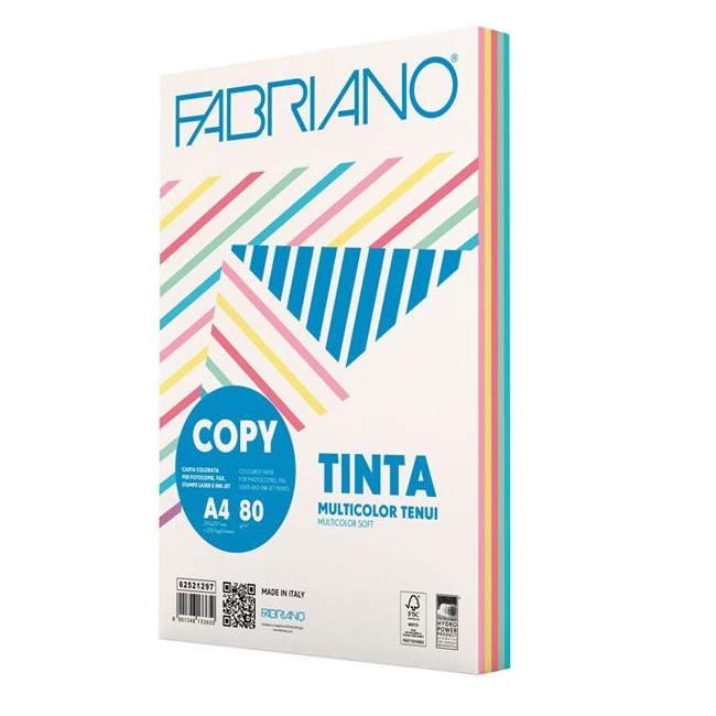 Copy Tinta Multicolor A4 Fabriano 80gr 250fg mix 5 colori tenui